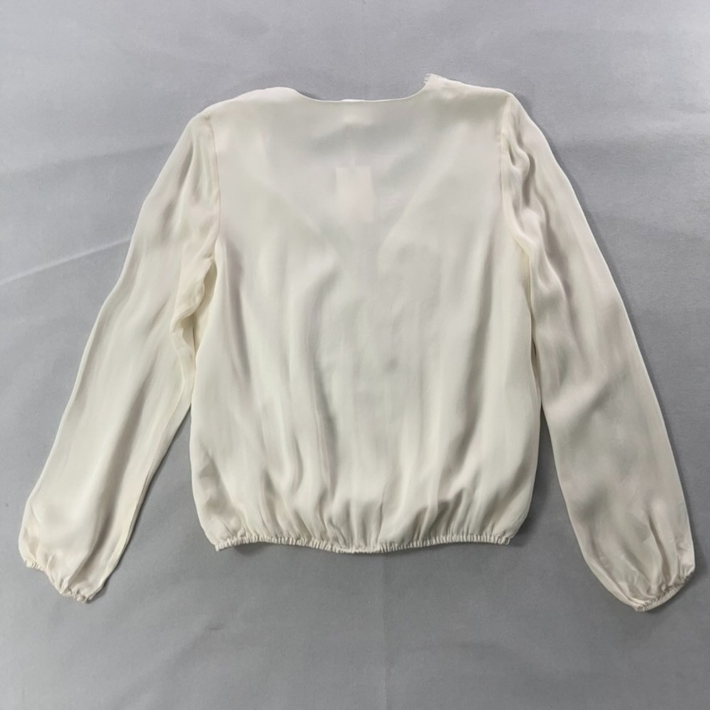 Cami NYC Top Women Medium White 100% Silk Long Sleeve V-Neck Lace Trim NEW - Picture 9 of 15
